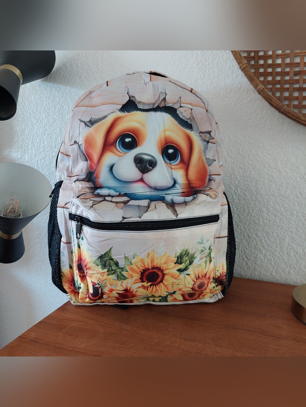 Adorable Sunflower Puppy Pet Carrier Backpack - Beige & Yellow